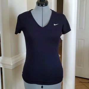 Nike Dri-Fit Active Wear Top Black Short Sleeve Regular Cut Size Small